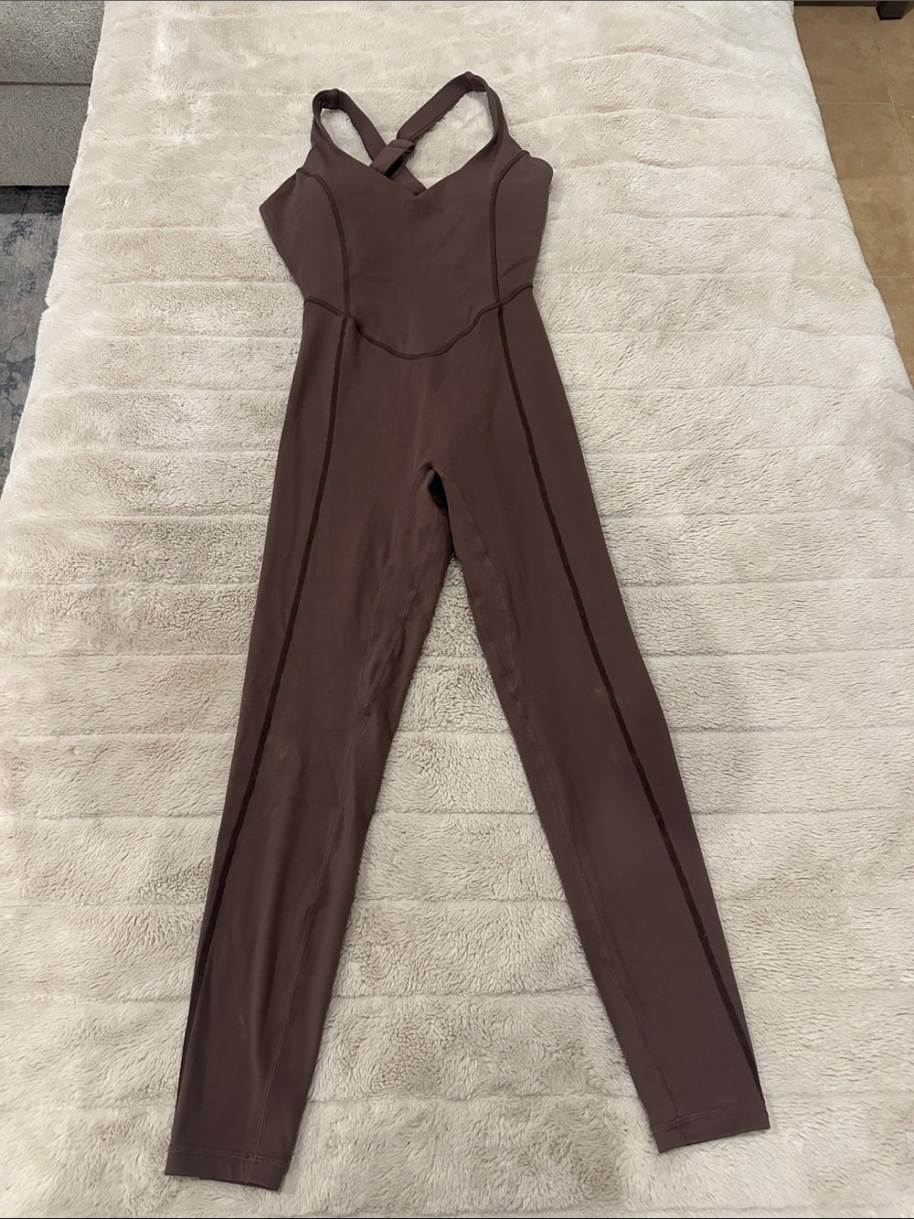 Women's Brown Strappy Activewear Jumpsuit